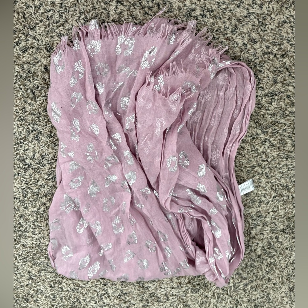 Pink and Silver Patterned Scarf